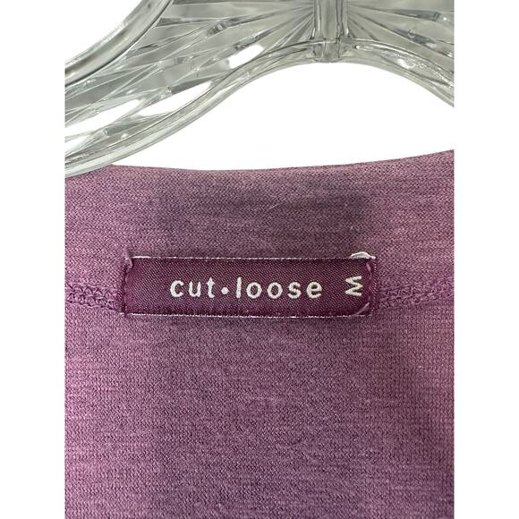 Cut Loose Top‎ Purple V-Neck 3/4 Sleeve Linen Cotton Jersey Tuck Front Medium - Picture 2 of 13